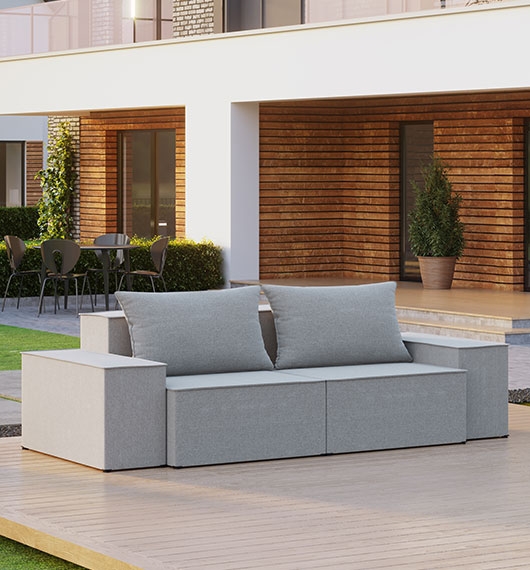 Elegancka sofa ogrodowa w kolorze szarym